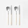 Moda Kitchen Nabom Spoon Set for 2, Cream, 2p Spoons + 2p Chopsticks, 1 Set, Korean Popular Tableware