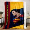 Comic-style superhero with red, blue, and yellow design elements. for all seasons blanket lunch break throw gift