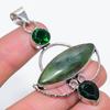 Natural Nephrite, Diopside 925 Sterling Silver Jewelry Pendant 2.60" y4L44