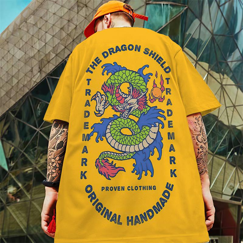 Retro T-Shirts For Men 3d Japanese Dragon Print Male Clothing Summer Casual Short Sleeved Oversized T-Shirt Street Harajuku Tees