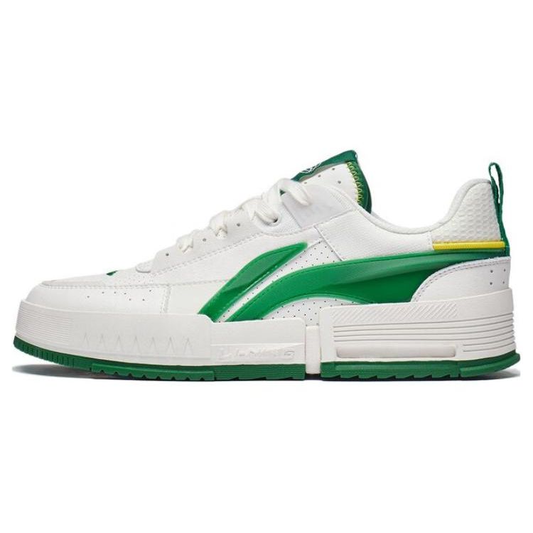 Li Ning противоскользящие прочные низкие спортивные повседневные туфли мужские кроссовки белые зеленые AGCT135-2