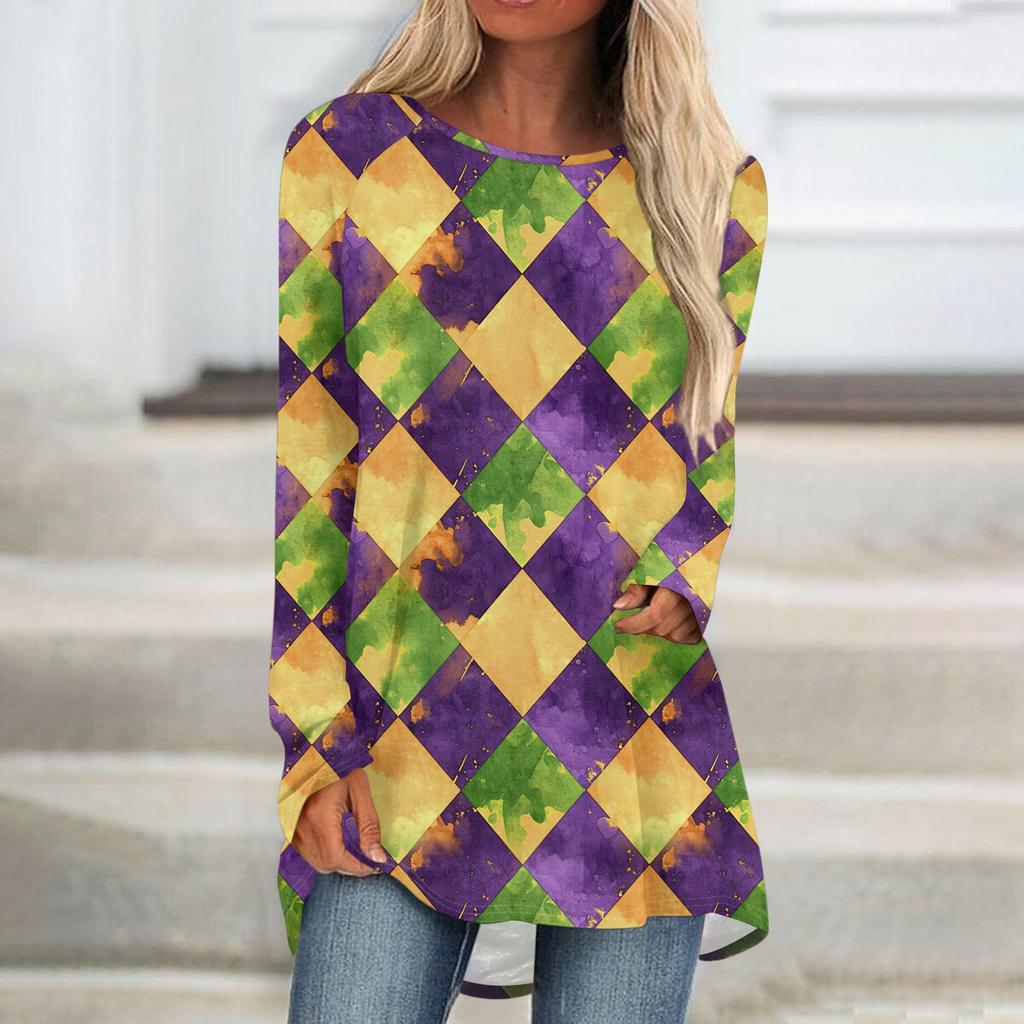 Женский модный пуловер с круглым вырезом, рукавами реглан и длинными рукавами, с карнавальным принтом, повседневный