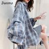Уличная одежда Danmo, клетчатые рубашки, женские корейские модные топы большого размера, Harajuku, повседневные универсальные женские блузки с длинными рукавами
