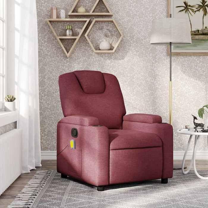 VidaXL Reclining Massage Armchair Bordeaux Red Fabric 372380