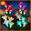 1PC Solar Powered LED Simulation Lily Flower 4-Head Colorful Outdoor Camping Courtyard Park Atmosphere Decoration Light