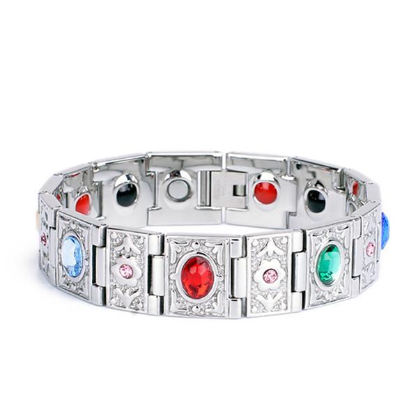 Браслет из нержавеющей стали с магнитной терапией, браслет с кристаллами и камнями, продукт для похудения