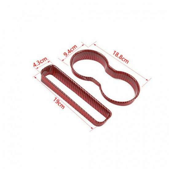 Front Cup Holder Cover Trim Ring Bezel for 2009-2014 Dodge Challenger Red Carbon