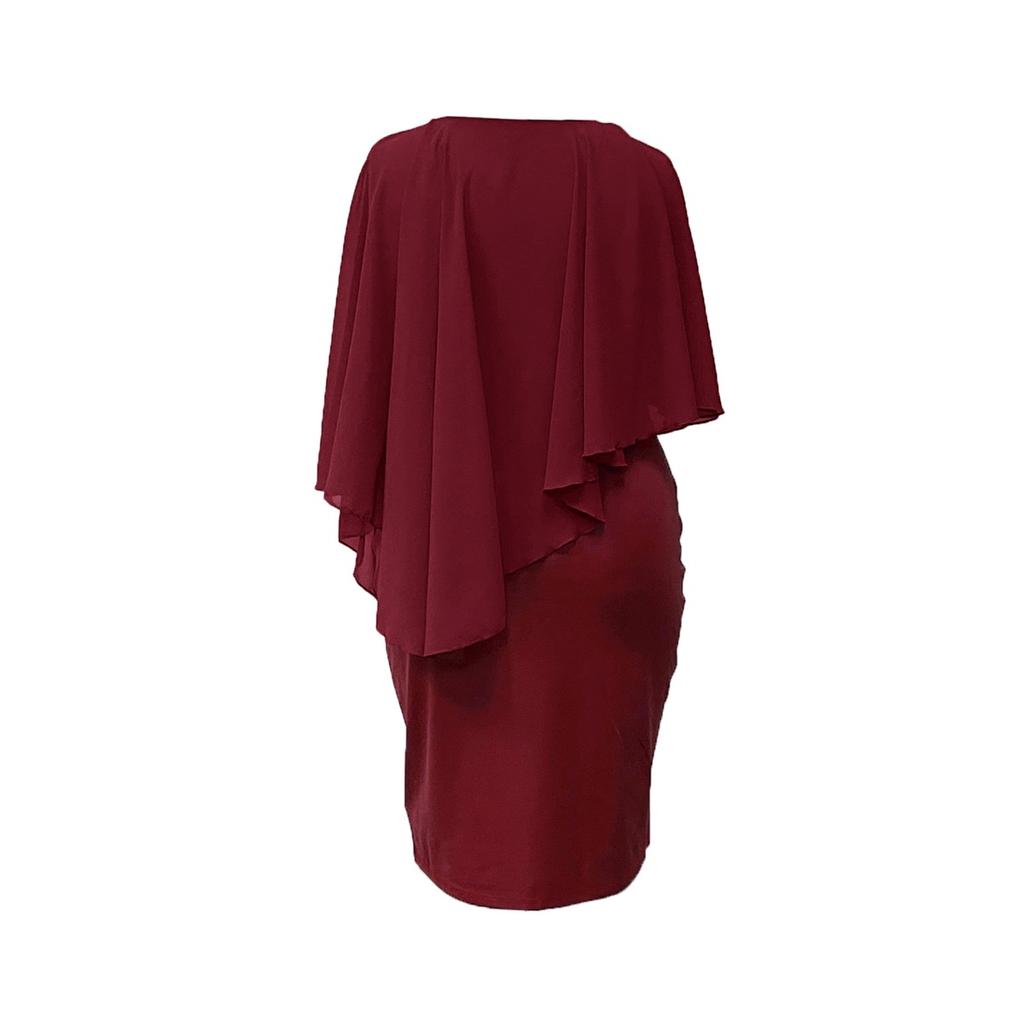Женское однотонное платье-шаль из шифона с рукавами «летучая мышь» и круглым вырезом, облегающее, большого размера, миди