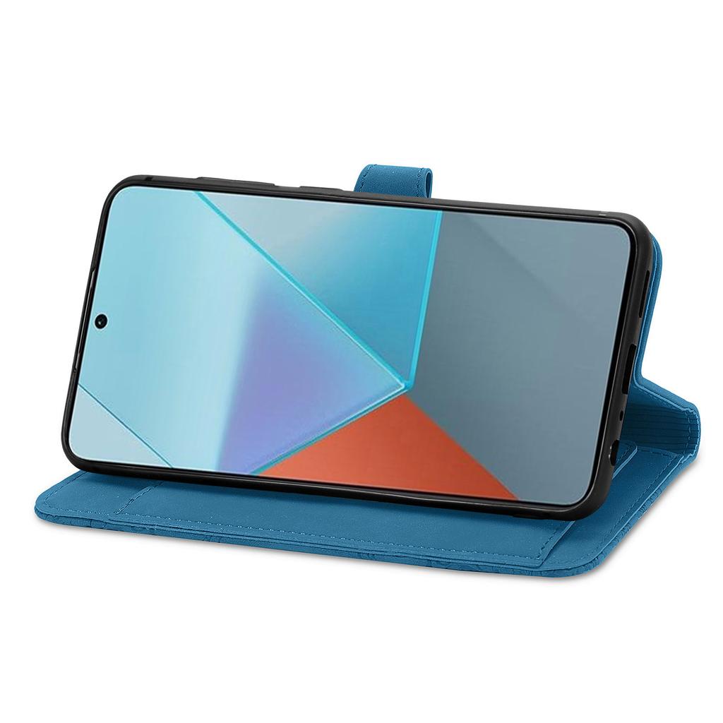 For Xiaomi Redmi Note 13 Pro 5G/Poco X6 5G Zipper Wallet Case with Strap Flower Imprint PU Leather Phone Cover