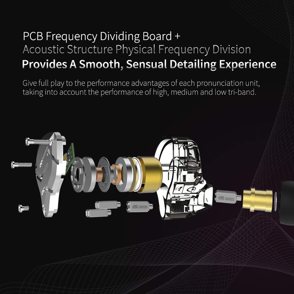 Yinyoo KZ ZS10 PRO Wired HiFi Hybrid No In-Ear Earphones, 4BA+1DD In-Ear Monitors, 2-Pin 0.78mm Earphones, Re-cabled, High-Fidelity Sound, Closed-Back