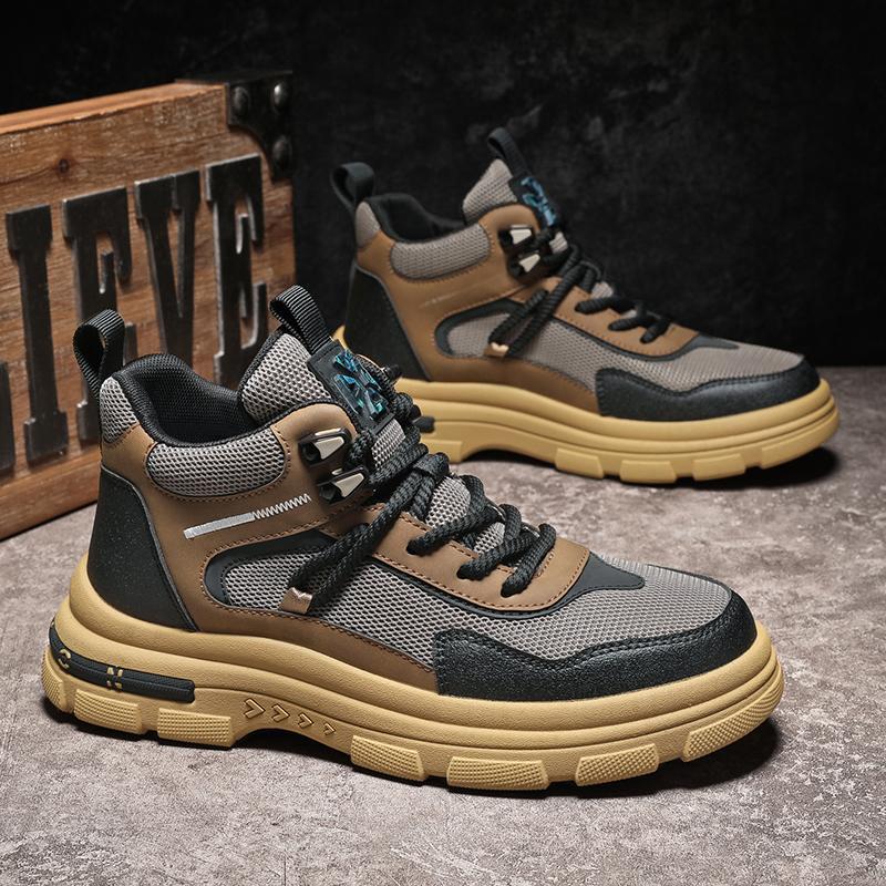 Autumn New High-top Shoes Mesh Martin Boots Fashion Tooling Boots Retro Trend Casual Shoes