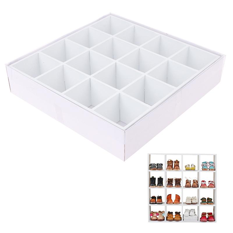 1:12 мини-аксессуаров для кукольного домика, белая мебель, 16 сетчатых стеллажей для хранения