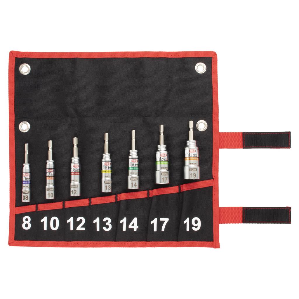 TONE Compact Socket Set for Electric 2BNC700 Bit Insertion Set Drills, Type, Black, 7-Piece
