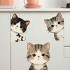 3 Pcs Peeking Cat Peeking Out Wall Sticker Cartoon Cats Decal Removable Peel