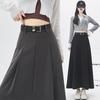 Long Pleated Skirts for Women Spring Summer Fashion Midi Gray Black Vintage Midi Skirts Elegant Office Suits Skirt