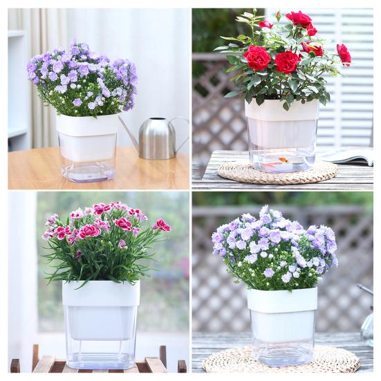 Самополивающийся цветочный горшок с хлопковым шнурком, окошком для видимости уровня воды, горшок для полива снизу, автоматический полив