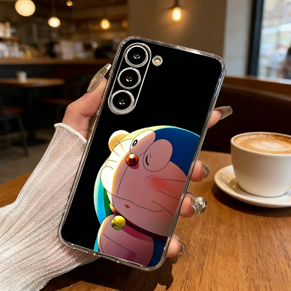 Cute Fat D-Doraemon Blue white Phone Case For Samsung S25,S24,S21,S22,S23,S30,Ultra,S20,Plus,Fe,Lite Transparent Cover