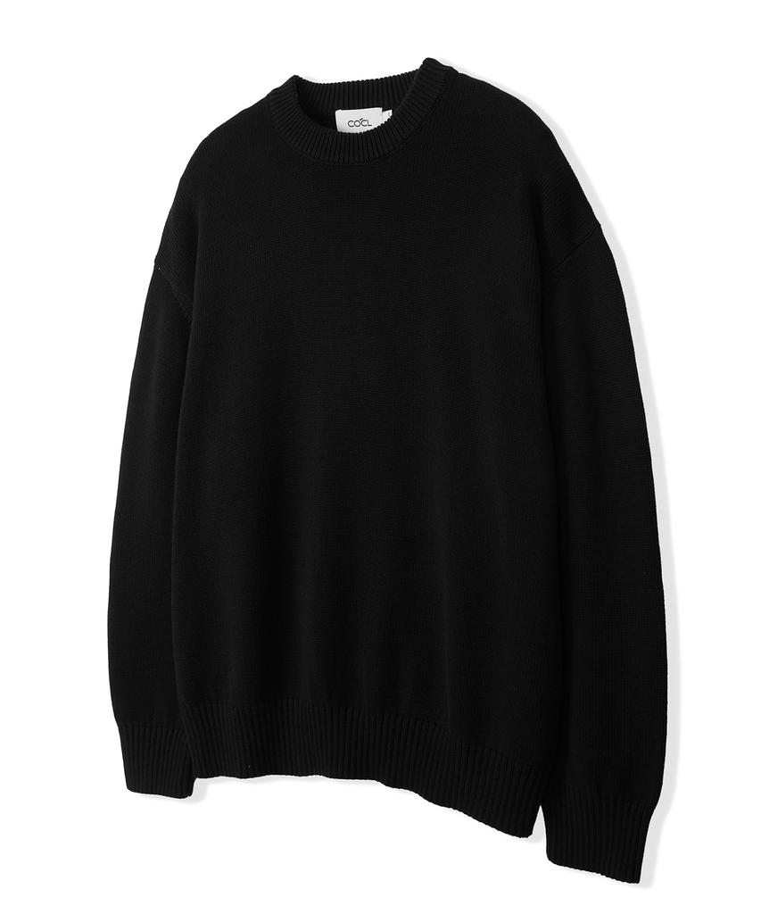 COSTUME O’CLOCK [Renewal Ver.] Soft Cotton Crew Neck Knit Charcoal Cooskt008Charcoal