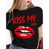 Fashion Sexy Red Lip Women T Shirt Funny Kiss Lips Print Ladies T-shirt Casual Basis O-collar Short Sleeves Female Tops Tees