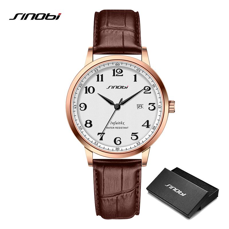 SINOBI Мужские часы, модный дизайн календаря, мужские кварцевые наручные часы, деловые мужские часы, лучшие подарки, часы для мужа