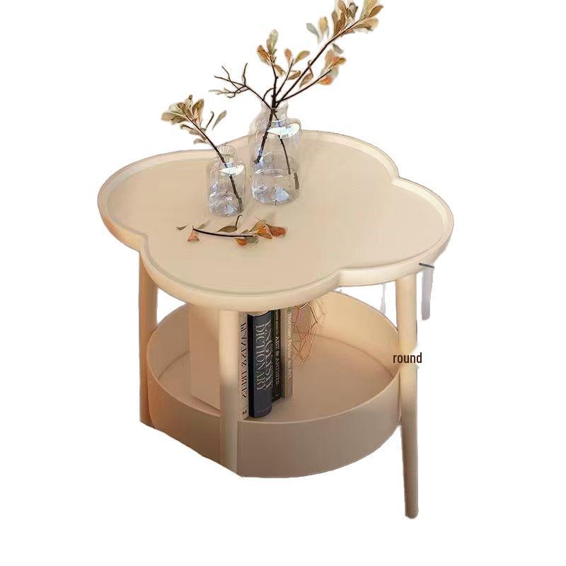 Современный минималистичный кремовый прикроватный столик с четырехлистником и изогнутой поверхностью для хранения