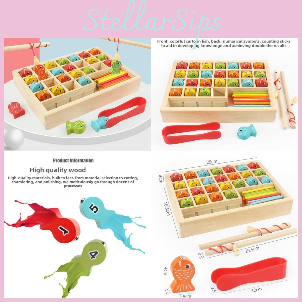 Развивающая деревянная игра «Рыбалка» для детей с магнитными рыбками, обучающий пазл для детей