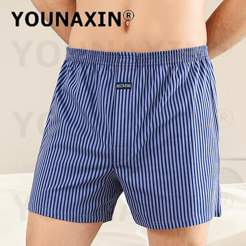 Men's Cotton Boxer Briefs High Waist Casual Plaid Pajama Shorts Plus Size Big Underwear Home Sleep Bottoms M L XL 2XL 3XL