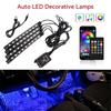 Светодиодные полосы для салона автомобиля, RGB-комплект освещения с управлением через приложение/пульт ДУ, Освещение окружающей среды, Декорации для салона автомобиля