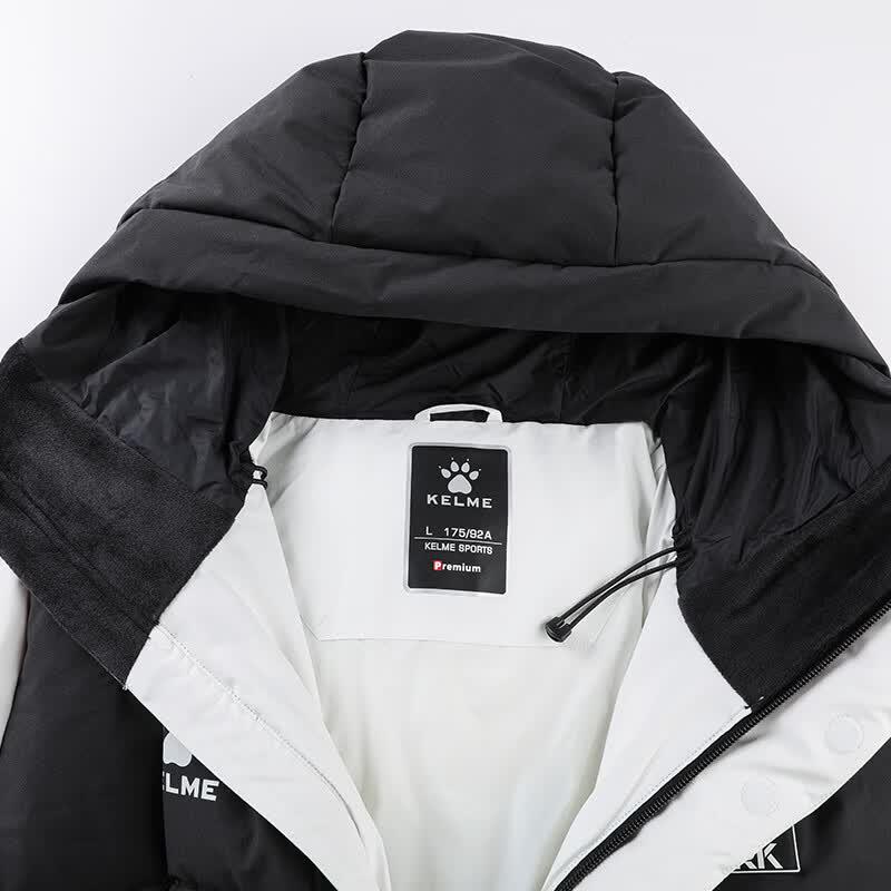 KELME Мужская длинная пуховая куртка с капюшоном