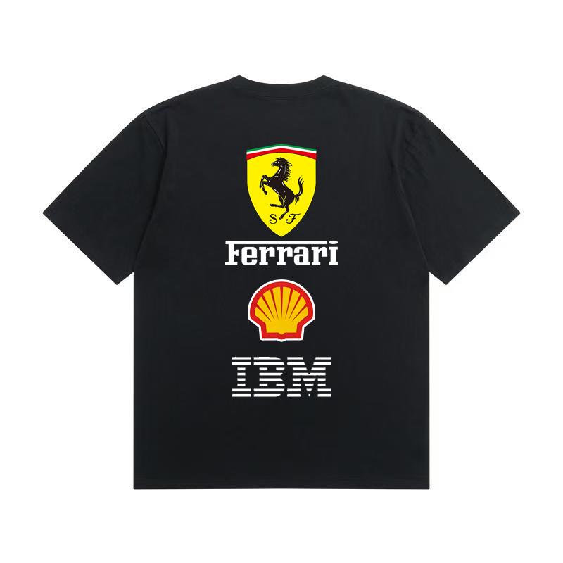 Мужская и женская оверсайз футболка Ferrari F1 Racing с классическим принтом логотипа спонсора, короткий рукав, повседневная одежда в стиле мотоспорта, уличная одежда