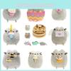 Cute Short Plush Cat Stuffed Toy In Ice Cream, Cookie, Donut, Sushi Or Potato Chip Style