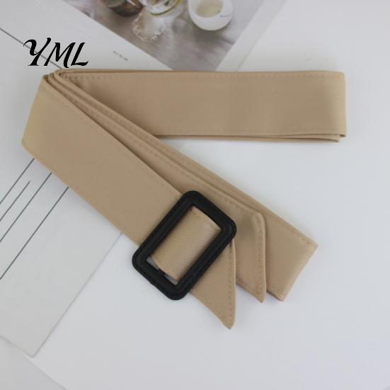 Soft Texture Belt Adjustable Wide Waist for Women, 67 Inch Replacement Trench Coat Waistband with Black Autumn Winter Outfit Decor Square Buckle,
