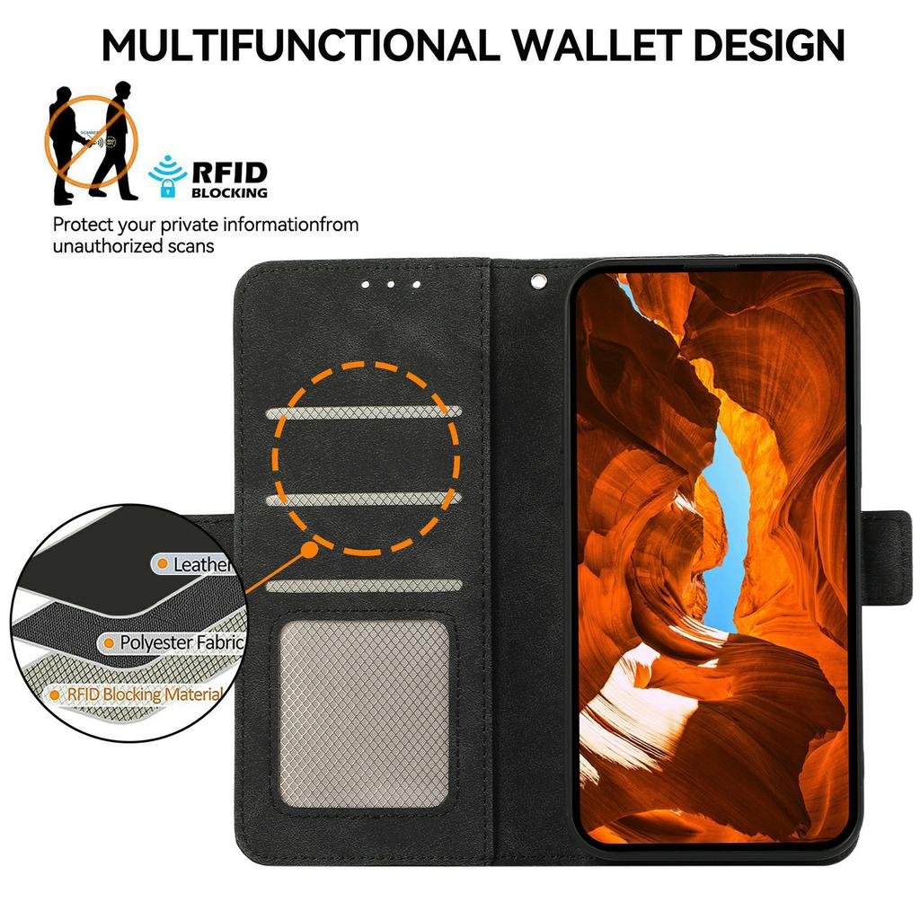 ABEEL Чехол для Samsung Galaxy S25 FE из ПУ кожи, книжка-подставка, с RFID-защитой