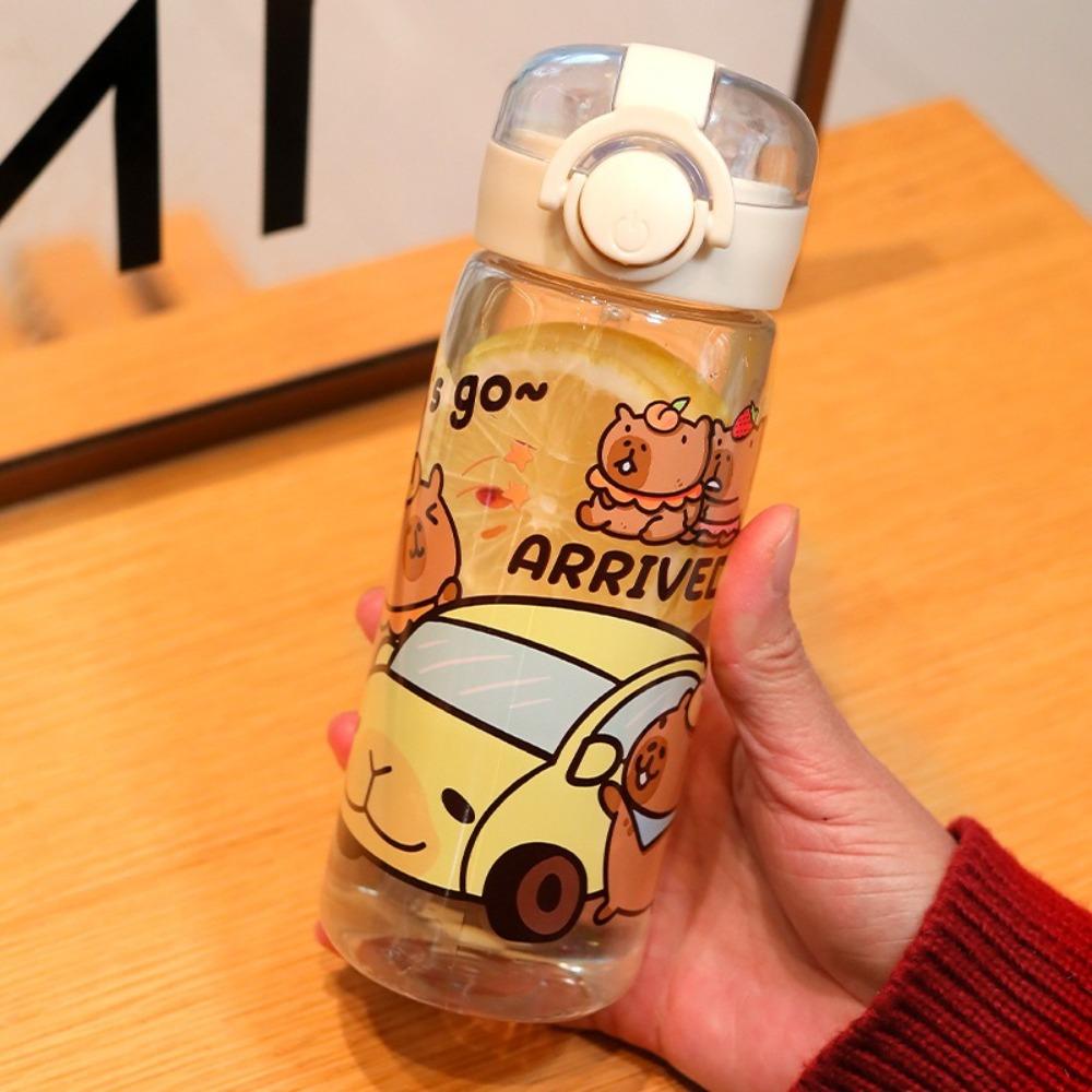 Transparent Capybara Water Bottle 400ml Plastic Water Bottle Cute Capybara Drinking Bottle Juice