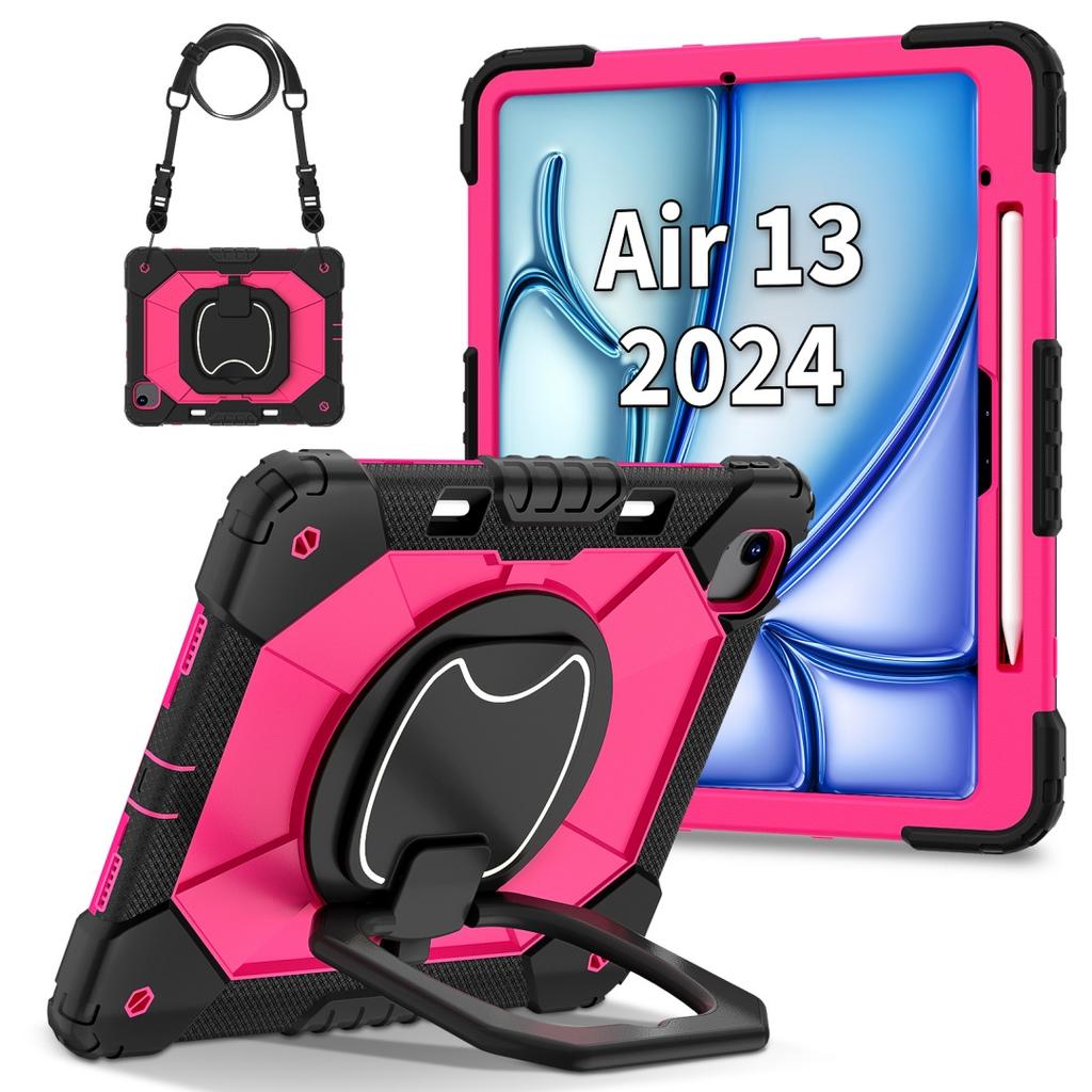Для Apple iPad Air 13 (2024)/ iPad Air 13 дюймов (M2). Вращающаяся на 360° рукоятка, прочная защитная подставка TPU+PC 3 в 1, противоударный чехол для планшета и ПК