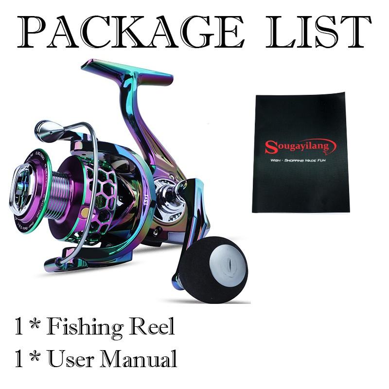 SOUGAYILANG Spinning Fishing Reel 13 + 1BB Colorful Top Quality Windlass High Speed Gear Ratio 5.2: 1 Max Drag 8kg Full Metal  Hollow Out Fishing Reel