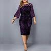 Party Dress Plus Size Ladies Midi Sequin Mesh Long Sleeve Lace Elegant Bodycon XL-5XL Evening Dress