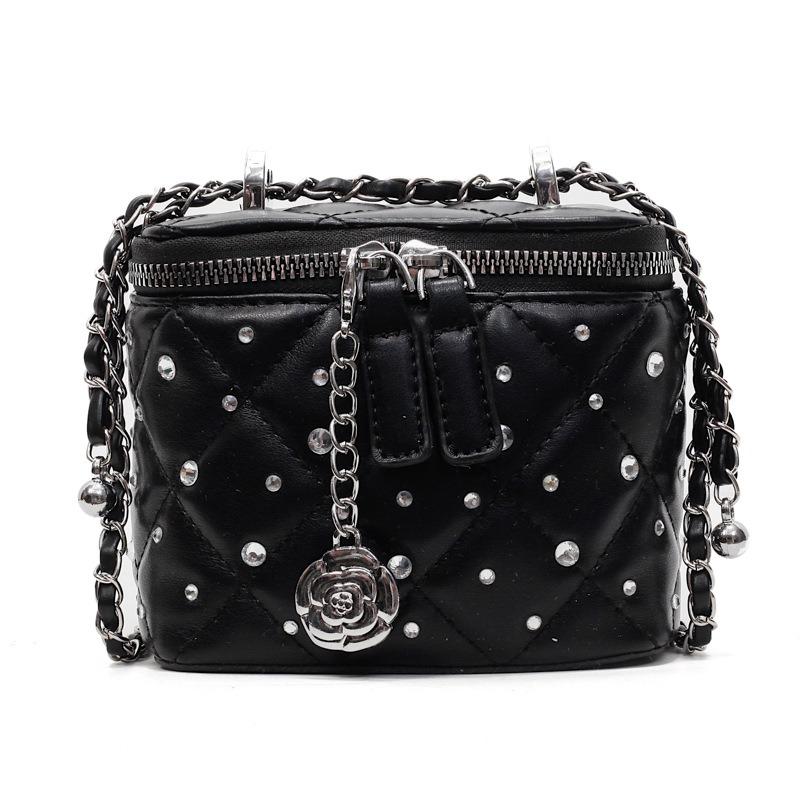 Маленькая сумка на ромбовидной цепочке, женская новая высококлассная сумка-коробка с яркими бриллиантами, на плечо, мессенджер