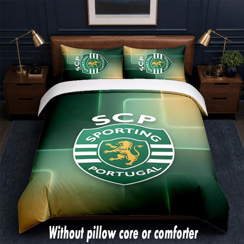 Sporting CP FC Design Bed Bedding Set 1 Duvet Cover + 2 Pillowcases Soft Breathable Household Bed Linens