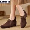 Women Elegant Suede Shoes Casual Loafer Wedges Heels Brand Boots Woman 2024 Trend Designer Dress Pumps Winter New Mujer Zapatos