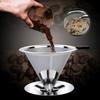 Over Coffee Filter Fine Mesh Double Layer Reusable Coffee Dripper Paperless Drip Cone Brewer Strainer