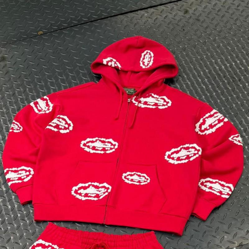 Mens Floral Print Zip-Up Hoodie Sweatshirt Joggers Set Streetwear Casual Outfit