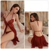 Mesh Perspective Hanging Neck Suspender Sleeping Skirt Sexy Butterfly Backless Nightgown