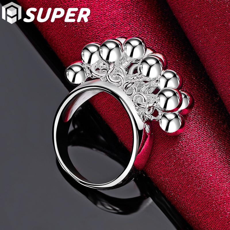 Ювелирные кольца из стерлингового серебра 925 пробы с гладкими виноградными бусинами