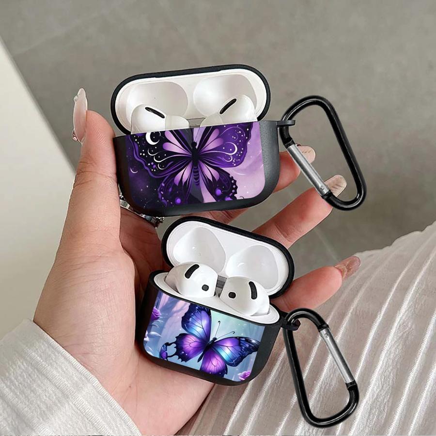Purple Butterfly Case For Airpods 1 3 Pro Pro3 2 4 Pro2 Earphone Cases Cover