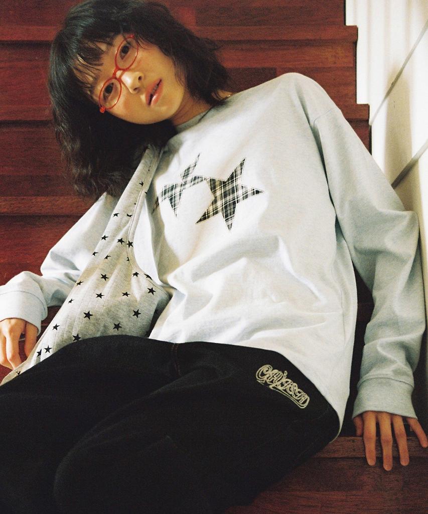 CAVISH Twin Star Check Applique Ls Tee Blue(Cv2Gsut555A)