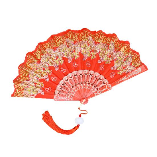 Складной веер с бронзовыми бабочками и элегантной кисточкой, полые ребра, подиумы, танцевальное представление, фотореквизит, портативный летний ручной веер, вечеринка