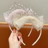 Хрустальный детский головной убор Сетчатый бант Принцесса Жемчужный обруч для волос Модная корона Повязка на голову