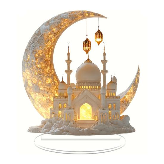 Акриловый лунный замок Yousheng, украшение 2D, плоский полумесяц, мечеть, дворец, настольная вывеска, праздничная вечеринка, домашний офис, гостиная, спальня, украшение рабочего стола