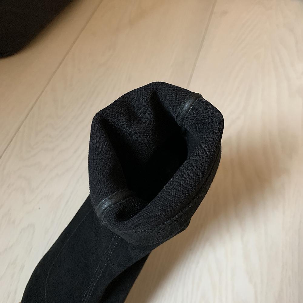 Осенне-зимняя мода женские ботинки квадратный носок пряжа эластичные ботильоны детская замша толстый каблук обувь женские носки ботинки bota feminin